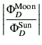 $\displaystyle \left\vert \dfrac{\Phi_D^{\rm Moon}}{\Phi_D^{\rm Sun}}\right\vert$