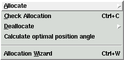 Allocation operations menu