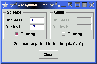 Magnitude filter dialog