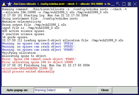 Command output dialog