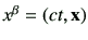 $ x^\beta =\left( ct ,\vx\right)$