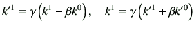 $\displaystyle k'^1 = \gamma \left(k^1 -\beta k^0\right),\quad k^1 = \gamma \left(k'^1 +\beta k'^0\right)$