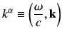 $\displaystyle k^\alpha \equiv \left( \frac{\omega}{c}, \vk\right)$