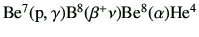 $ {\rm Be^7(p,\gamma)B^8(\beta^+\nu)Be^8(\alpha)He^4}$