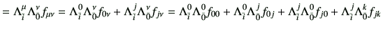 $\displaystyle = \Lambda_{\bar{i}}^{\mu} \Lambda_{\bar{0}}^{\nu}f_{\mu\nu} = \La...
...\Lambda_{\bar{0}}^{0}f_{j0} + \Lambda_{\bar{i}}^{j} \Lambda_{\bar{0}}^{k}f_{jk}$