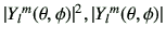 $ \vert{Y_l}^m(\theta,\phi)\vert^2,\vert{Y_l}^m(\theta,\phi)\vert$