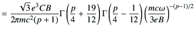 $\displaystyle = \frac{\sqrt{3}\, e^3 CB}{2\pi mc^2(p+1)} \Gamma\left( \frac{p}{...
...frac{p}{4} -\frac{1}{12} \right) \left( \frac{mc\omega}{3eB} \right)^{-(p-1)/2}$