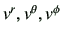 $ v^r,v^\theta,v^\phi$