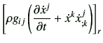 $\displaystyle \left[ \rho g_{ij} \left( \frac{\partial \dot{x}^j}{\partial t} + \dot{x}^k \dot{x}_{;k}^j\right)\right]_r$