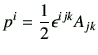 $\displaystyle p^i =\frac{1}{2} \epsilon^{ijk} A_{jk}$